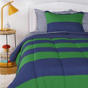 img 4 attached to AmazonBasics Easy Wash Microfiber Stripe Bedding