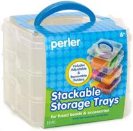 🔒 efficient storage solution for perler beads: large organizer stackable container with 3 bead trays logo