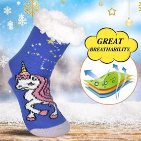 img 1 attached to Милые зимние детские пушистые тапочки с антискользящей подошвой для девочек и мальчиков - теплые домашние носки, идеальные подарки на Рождество