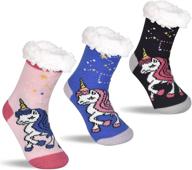 cozy winter kids fuzzy slipper socks for girls and boys - thermal warm non-skid home socks, ideal christmas stocking stuffers logo