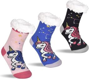 img 4 attached to Милые зимние детские пушистые тапочки с антискользящей подошвой для девочек и мальчиков - теплые домашние носки, идеальные подарки на Рождество