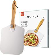 🍕 splendr aluminum metal pizza peel: foldable wood handle, 12"x14" - ideal for homemade pizza enthusiasts. convenient storage spatula for baking bread logo