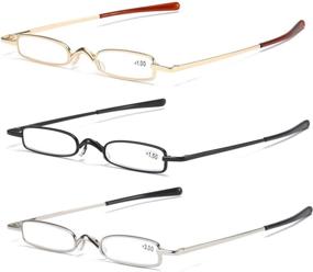 img 3 attached to 👓 KoKoBin Mini Reading Glasses 3-Pack - Slim Pocket Readers with Spring Hinge, Portable Pen Clip for Men and Women, in Black, Gold, and Silver - Strength 3.0