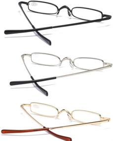 img 2 attached to 👓 KoKoBin Mini Reading Glasses 3-Pack - Slim Pocket Readers with Spring Hinge, Portable Pen Clip for Men and Women, in Black, Gold, and Silver - Strength 3.0