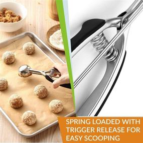 img 1 attached to 🍪 Spring Chef - Small Stainless Steel Cookie Scoop for 1 Tablespoon Cookie Dough, Multifunctional Melon, Protein Balls, and Meatballs, in Black