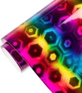 🌈 gatichetta holographic rainbow comb hexagon vinyl roll - 12" x 6ft self-adhesive craft vinyl for cricut, silhouette cameo, decal, signs, stickers logo