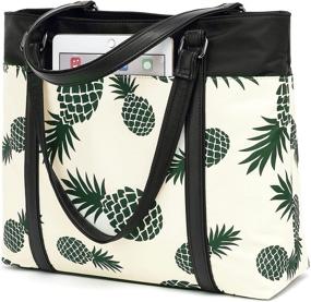 img 4 attached to 🍍 Pineapple Laptop Tote Bag for Women, Workbags Purse, Teacher Handbag Shoulder Bag, Fits 15.6-inch Laptop - Beige