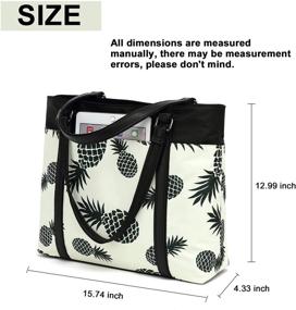 img 1 attached to 🍍 Pineapple Laptop Tote Bag for Women, Workbags Purse, Teacher Handbag Shoulder Bag, Fits 15.6-inch Laptop - Beige