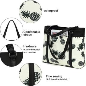 img 3 attached to 🍍 Pineapple Laptop Tote Bag for Women, Workbags Purse, Teacher Handbag Shoulder Bag, Fits 15.6-inch Laptop - Beige