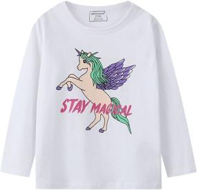 img 1 attached to 🦄 Girls' Clothing: Graphic Unicorns Sleeve T Shirts with Crewneck