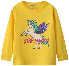 img 3 attached to 🦄 Girls' Clothing: Graphic Unicorns Sleeve T Shirts with Crewneck