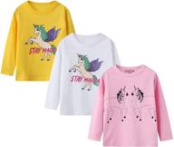 🦄 girls' clothing: graphic unicorns sleeve t shirts with crewneck logo