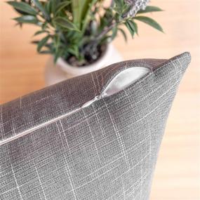 img 3 attached to Phantoscope Soft Textured Lined Burlap Throw Pillow Cover - Dark Grey 20x20 Inches (Pack of 2)