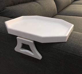 img 4 attached to White Sofa Arm Clip Table - Armrest Tray for Drinks, Remote Control, and Snacks Holder
