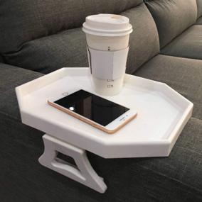 img 3 attached to White Sofa Arm Clip Table - Armrest Tray for Drinks, Remote Control, and Snacks Holder