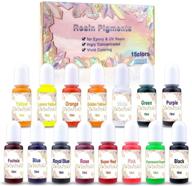 🎨 vibrant resin pigment set for stunning diy crafts and resin jewelry - 15 color translucent epoxy dyes - 0.35 oz/10ml each logo