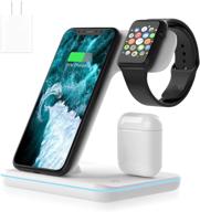 🔌 3 в 1 беспроводное зарядное устройство qi-сертифицированное для apple iwatch series 6/5/4/3/2/1 и airpods, станция быстрой зарядки для iphone 12/11 series/xs max/xr/xs/x/8/8 plus/samsung логотип