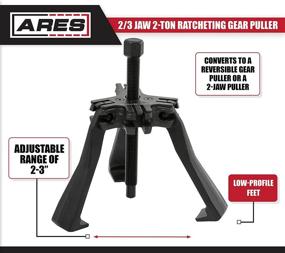 img 2 attached to 🔧 ARES 15036 Reversible 2/3 Jaw 2-Ton Ratcheting Gear Puller: Chrome Moly Steel Construction, 2-3 Inch Adjustable Range - Removes Gears, Pulleys, & Flywheels