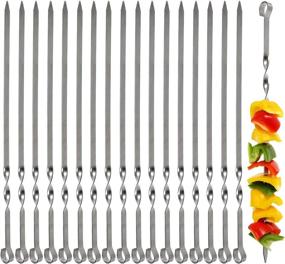 img 4 attached to 🍢 Suwimut 18 Pack Kabob Skewers - Premium Stainless Steel Flat Wide Reusable Grilling Skewers Set - 15.7 Inches Barbecue Skewer Kit for Meat, Chicken, Shrimp, Vegetable BBQ