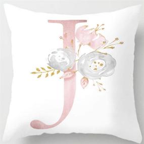 img 2 attached to 🪟 Eanpet Alphabet Throw Pillow Covers - Decorative ABC Letter Flower Cushion Cases, 18 x 18 Inch Square Pillow Protectors for Sofa Couch Bedroom Car Chair Home Decoration (J)