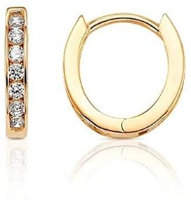 img 1 attached to 💎 SEO-Optimized: 14K Yellow Gold Oval Hoop Huggie Earring Featuring CZ Stones