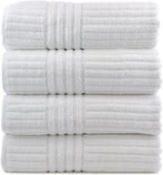 set of 4 white striped luxury hotel and spa bath towels by bare cotton logo