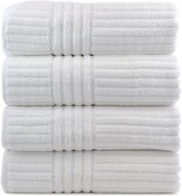 img 4 attached to Set of 4 White Striped Luxury Hotel and Spa Bath Towels by Bare Cotton