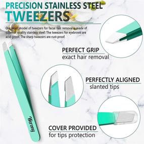 img 2 attached to Premium Slant Tweezers for Women - New Color, Perfect for Precision Eyebrow Shaping and Facial Hair Removal - Professional Quality, Durable, Green - Ideal Gift