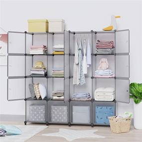 img 3 attached to HOMIDEC Cube Storage Organizer with Metal Panel, 30lbs Weight Capacity, Clothes Storage Organizer with Door, DIY Closet Storage Multi-Use Cube Storage for Clothes, Toys, Books, Tools - 16 Cube, Grey