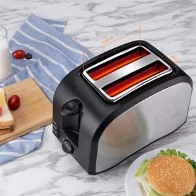 img 3 attached to 🍞 CUSINAID Black Wide Slot Toaster 2 Slice: Best Rated Prime with Pop Up Reheat Defrost Functions, 6-Shade Control, Removable Crumb Tray