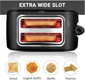 img 1 attached to 🍞 CUSINAID Black Wide Slot Toaster 2 Slice: Best Rated Prime with Pop Up Reheat Defrost Functions, 6-Shade Control, Removable Crumb Tray