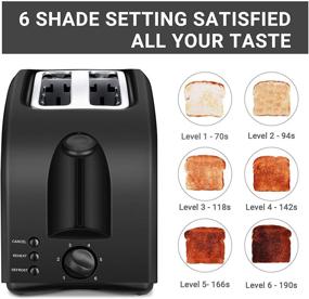img 2 attached to 🍞 CUSINAID Black Wide Slot Toaster 2 Slice: Best Rated Prime with Pop Up Reheat Defrost Functions, 6-Shade Control, Removable Crumb Tray