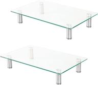 ilyapa height adjustable glass monitor stand 2 pack - clear desktop risers for computer monitors, laptops, tvs, printers & more - 16 x 9.5 inch multi-purpose stands логотип