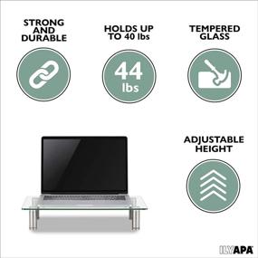 img 1 attached to Ilyapa Height Adjustable Glass Monitor Stand 2 Pack - Clear Desktop Risers for Computer Monitors, Laptops, TVs, Printers & More - 16 x 9.5 Inch Multi-Purpose Stands