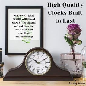 img 2 attached to 🕰️ Silent Wooden Mantel Clock for Living Room Décor - Battery Operated Mantle Clock for Fireplace Mantel, Office, Desk, Shelf & Home Décor Gift - 15x7.5 Inch