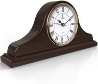 🕰️ silent wooden mantel clock for living room décor - battery operated mantle clock for fireplace mantel, office, desk, shelf & home décor gift - 15x7.5 inch logo