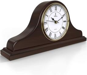 img 4 attached to 🕰️ Silent Wooden Mantel Clock for Living Room Décor - Battery Operated Mantle Clock for Fireplace Mantel, Office, Desk, Shelf & Home Décor Gift - 15x7.5 Inch