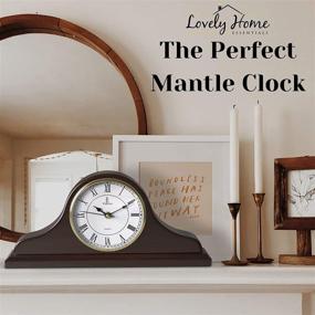 img 1 attached to 🕰️ Silent Wooden Mantel Clock for Living Room Décor - Battery Operated Mantle Clock for Fireplace Mantel, Office, Desk, Shelf & Home Décor Gift - 15x7.5 Inch
