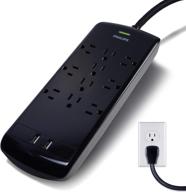 💡 philips 10-outlet surge protector power strip with usb ports, 6 ft extension cord, 2880 joules protection, 2.4 amp/12 watt, 6 adapter spaced outlets, flat plug, wall mount, etl listed – black logo