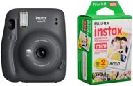 fujifilm instax mini 11 instant film camera bundle - charcoal gray with slinger accessory kit and 2x fuji instax mini instant film twin pack logo