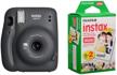 fujifilm instax mini 11 instant film camera bundle - charcoal gray with slinger accessory kit and 2x fuji instax mini instant film twin pack logo