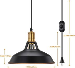 img 3 attached to 🔌 Pynsseu Industrial Barn Plug in Pendant Light - Vintage Metal Hanging Lamp 2 Pack with Dimmable Switch and 13.12Ft Cord for Kitchen Island, Dining Room, Bedroom or Barn