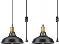 🔌 pynsseu industrial barn plug in pendant light - vintage metal hanging lamp 2 pack with dimmable switch and 13.12ft cord for kitchen island, dining room, bedroom or barn logo