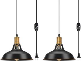 img 4 attached to 🔌 Pynsseu Industrial Barn Plug in Pendant Light - Vintage Metal Hanging Lamp 2 Pack with Dimmable Switch and 13.12Ft Cord for Kitchen Island, Dining Room, Bedroom or Barn