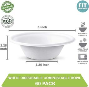 img 2 attached to 🍽️ 60 Pack of 12 oz White Compostable Bowls - Eco-Friendly Disposable Biodegradable Bowls, Ideal for Cold Treats, Soups, Salads, and More - Sugarcane/Bagasse, Paper Plastic Styrofoam Alternative - Freezer and Microwave Safe