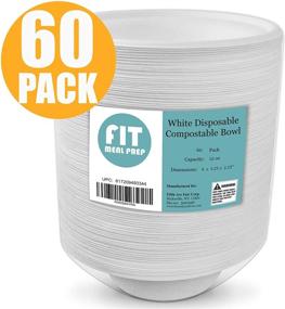 img 3 attached to 🍽️ 60 Pack of 12 oz White Compostable Bowls - Eco-Friendly Disposable Biodegradable Bowls, Ideal for Cold Treats, Soups, Salads, and More - Sugarcane/Bagasse, Paper Plastic Styrofoam Alternative - Freezer and Microwave Safe