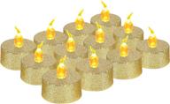 🕯️ jian ya na 12pcs tea light flameless led candles with flickering amber effect - perfect for halloween, christmas, thanksgiving decor - battery operated (gold) логотип