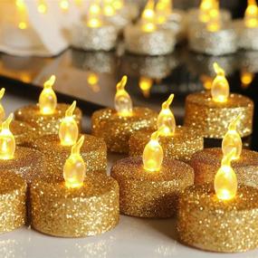 img 3 attached to 🕯️ JIAN YA NA 12pcs Tea Light Flameless LED Candles with Flickering Amber Effect - Perfect for Halloween, Christmas, Thanksgiving Decor - Battery Operated (Gold)