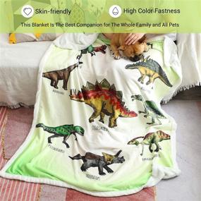 img 3 attached to 🦕 Dinosaur Plush Fleece Throw Blanket – Soft Cozy Cartoon Sherpa Blankets featuring Jurassic Dinosaurs – Ideal Gift for Boys and Girls, Children (Dinosaur 1, 50"x60")