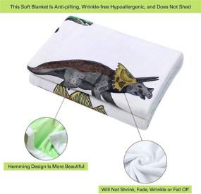 img 2 attached to 🦕 Dinosaur Plush Fleece Throw Blanket – Soft Cozy Cartoon Sherpa Blankets featuring Jurassic Dinosaurs – Ideal Gift for Boys and Girls, Children (Dinosaur 1, 50"x60")
